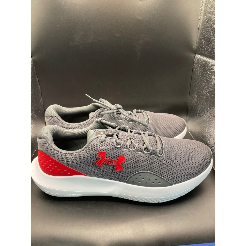 Under Armour Charged Pursuit 2 Mens Running Shoes Gray Red 3027000-107 Size 14